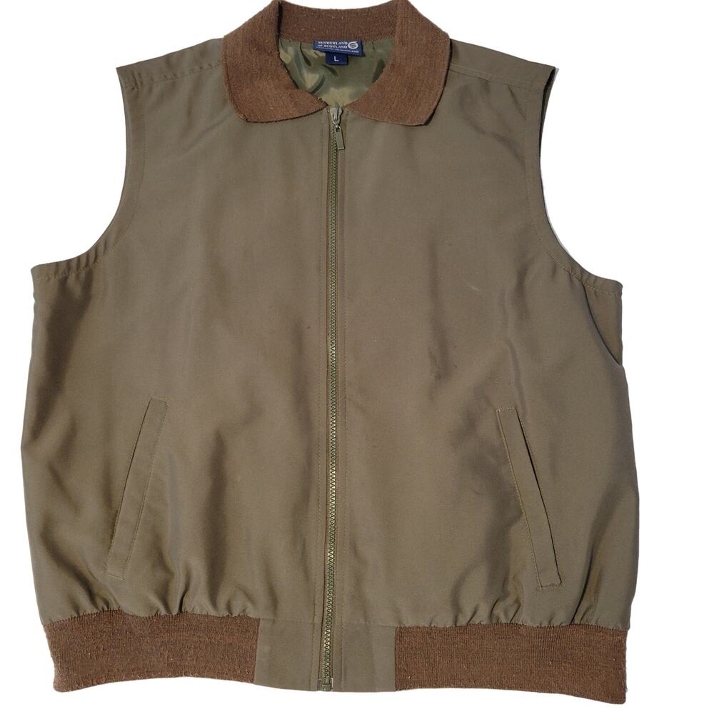 Sunderland of Scotland Golf Vest Olive Green Full Zip Light Weight Size L